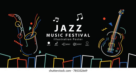 Jazz music festival banner poster illustration vector. Background concept.