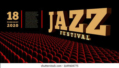 Jazz music festival. Concert Hall. Vector 3d illustration.