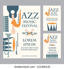 Jazz Music Festival Poster Advertisement with music instruments 