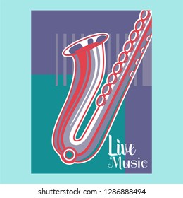 Jazz music festival, poster background template. Keyboard with music notes. Flyer Vector design