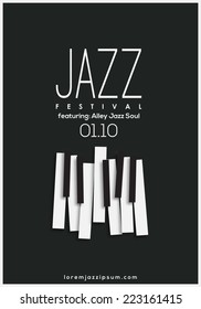 Jazz music festival, poster background template. Vector design.