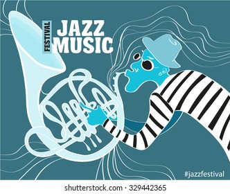 Jazz music festival, poster background template. Keyboard with music notes. Flyer Vector design.