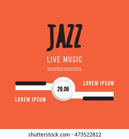 Jazz music festival, poster background template. Keyboard with music keys. Flyer Vector design.