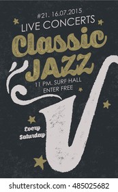 Jazz music festival, poster design template. Flyer Vector design.