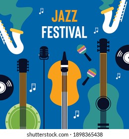 Festival de música Jazz concurso invitación vector ilustración