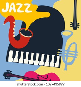 Jazz Music Festival Poster Music Instruments Stock Vector (Royalty Free ...