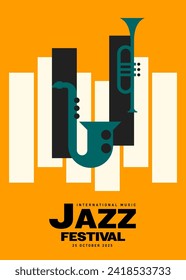 Jazz Musikfestival Poster-Design Hintergrund modernen Vintage Retro-Stil. Design-Element kann für Hintergrund, Banner, Broschüre, Broschüre, Flyer, Druck, Vektorgrafik verwendet werden