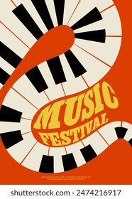 Jazz music festival poster template design background with piano keyboard. Design element can be used for backdrop, banner, brochure, leaflet, flyer, print, vector illustration