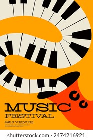 Jazz festival de música poster diseño de Plantilla de fondo con saxofón y piano. Elemento de diseño se puede utilizar para el telón de fondo, Anuncio, folleto, folleto, folleto, folleto, impresión, Ilustración vectorial