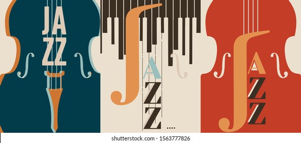 Jazz music festival poster with violoncello flat vector illustration design. Colorful music background, music show, live concert events, party flyer, jazz music poster with cello