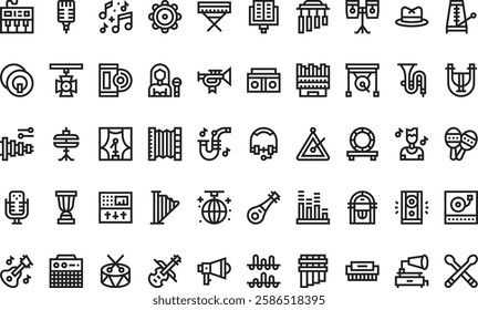 Jazz music icons High-Quality Vector Icons Collection with Editable Stroke. Ideal for Professional and Creative Projects.