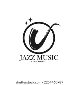 jazz music live logo template minimalist design vector