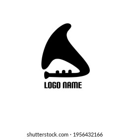 Jazz music logo vector with trumpet image