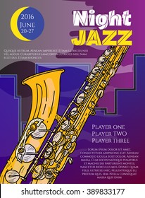 Jazz Music Night Jazz In The Big City Poster Saxophone Live Music 