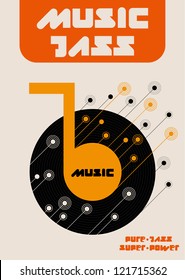 Jazz music notes. Retro illustrations poster.