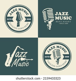 Jazz Music Party Logo And Badge Design.