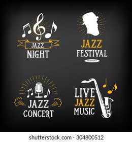 Jazz music party logo and badge design. 