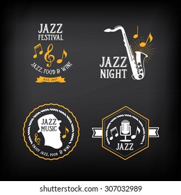 Jazz music party logo and badge design. 