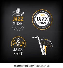 Jazz Music Party Logo And Badge Design. 