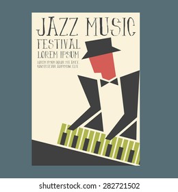 Jazz music players with piano poster