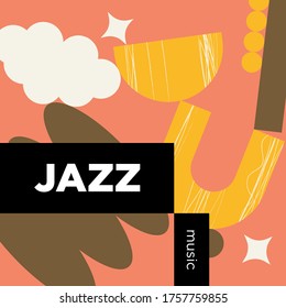 Jazz Music Playlist. Vector, Cover Playlist, Thumbnail Design.