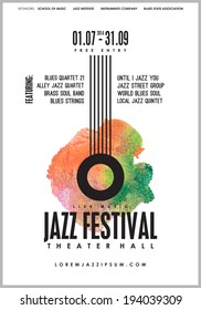 Jazz Music, Poster Background Template. Vector Design.