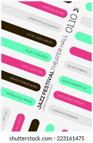 Jazz music poster background template. Vector graphic design. 70 deg. rotation.