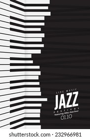 Jazz music, poster background template. Piano keyboard illustration. Music Website background, festival event flyer design.