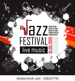 Jazz music, poster background template. Vector illustration.