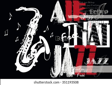 Jazz music, poster background template. Vector graphic design.