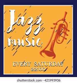 Jazz music. Poster background template. Vector graphic design.