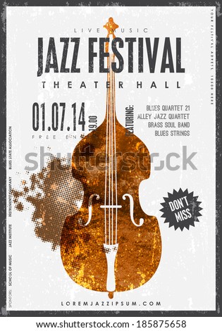 Jazz music, poster background template. Texture effects can be turned off.