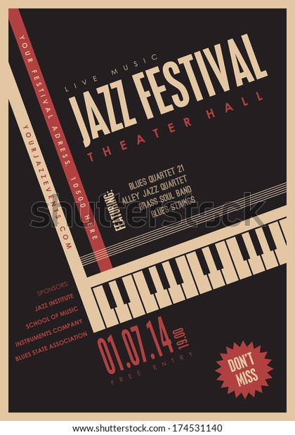 Jazz music, poster background template. 20 deg.\
rotation. 