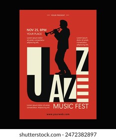 Plantilla de diseño de póster de música de Jazz