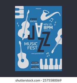 Jazz music poster design template