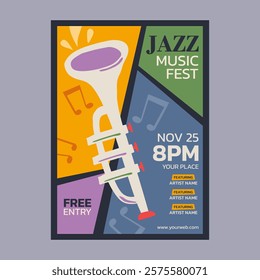 Jazz music poster design template