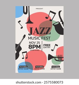 Jazz music poster design template