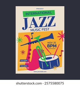 Jazz music poster design template