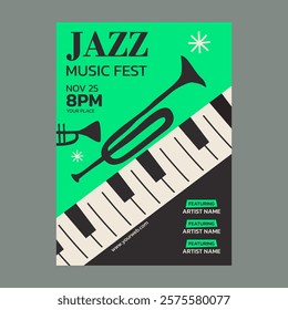 Jazz music poster design template