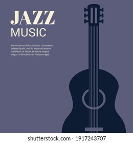 Jazz music with retro guitar vector illustration. Jazz music background design
