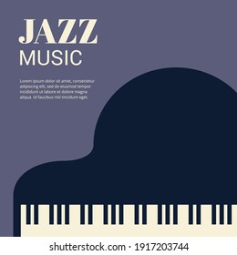 Música de jazz con ilustración vectorial de piano retro. Diseño de fondo musical de jazz