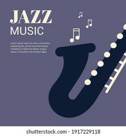 Jazz music with retro saxophone vector illustration. Jazz music background design