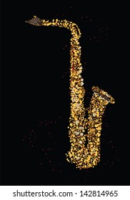 Jazz Music, saxophone made with circles for poster design
