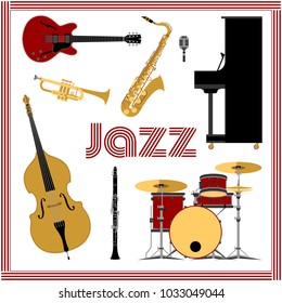 Jazz music set vector illustration