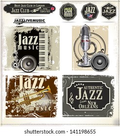 Jazz music stamps and labels