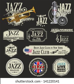 Jazz music stamps and labels