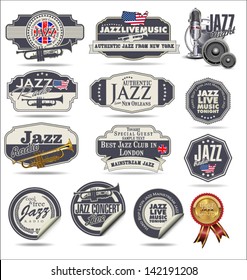 Jazz music stamps and labels