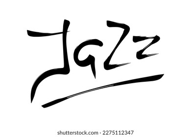 Jazz music word, t-shirt print template. Hand drawn lettering.