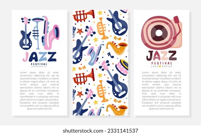 Jazz Musical Festival und Concert Card mit Instrument Vector Template