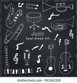 Jazz musical instruments set isolated vector illustration